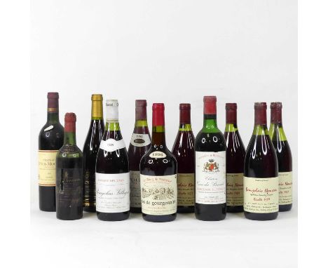 Assorted French vintage red wines to include Chateau La Cardonne 1970 Medoc, one bottle, Macon Superieur 1986, two bottles, B