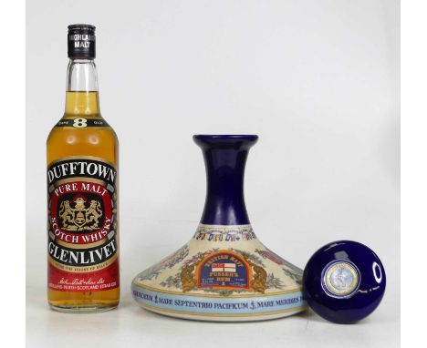 Dufftown Glenlivet 8 year old pure malt Scotch whisky, 75.7cl, 70º proof, one bottle in carton; and Pusser's British navy rum