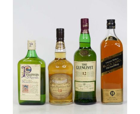 The Glenlivet 12 year old single malt Scotch whisky, 70cl, 40%, one bottle in carton; The Glenturret 12 year old single Highl