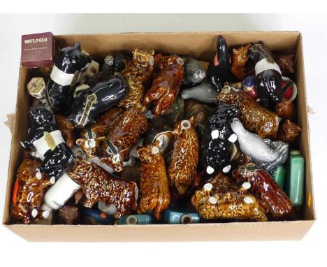 A collection of novelty ceramic whisky spirit miniatures, to include Beswick Beneagle animal examples including seals, birds 