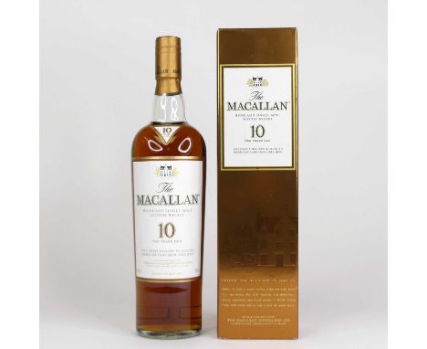 The Macallan 10 Year Old Highland Single Malt Scotch Whisky, 70cl, 40%, one bottle in carton