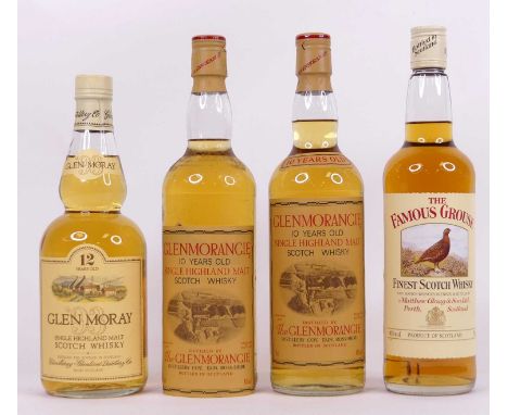 Glen Moray 12 Year Old Single Highland Malt Scotch Whisky, 75cl, 40°, one bottle in carton, Glenmorangie 10 Year Old Single H