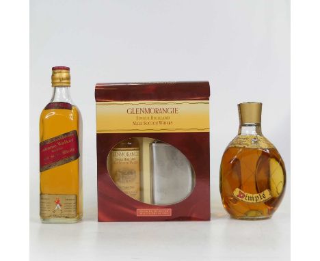 Dimple Scotch whisky, 13⅓fl.ozs, 70º proof, one bottle in carton; Johnnie Walker Red Label old Scotch whisky, 13⅓fl.ozs, 70º 