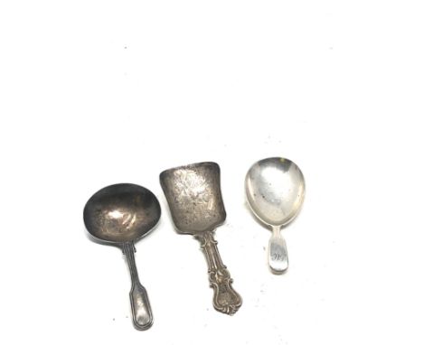 3 antique silver tea caddy spoons