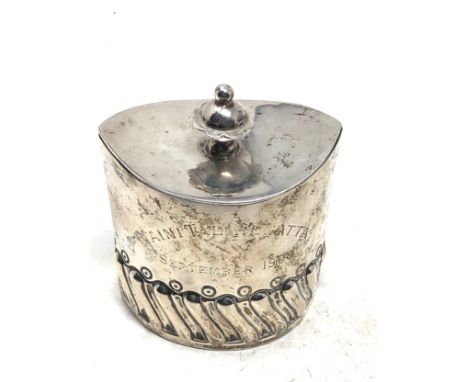 Small antique silver tea caddy birmingham silver hallmarks 