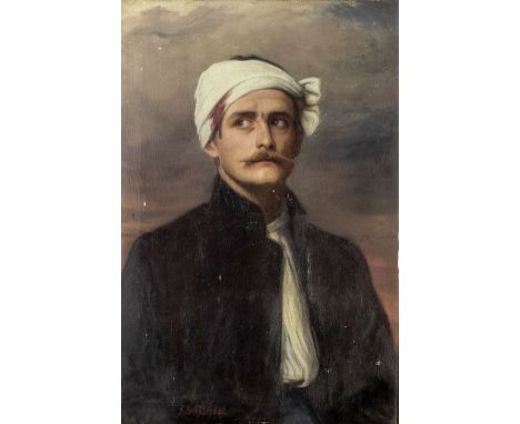 Emma Irlam Briggs (British, 1867-1951)Portrait of a soldier with bandaged head signed 'IrlamBriggs.' (lower left)oil on canva