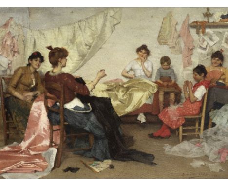 Samuel Melton Fisher, RA, RWA, PS (British, 1859-1939)Venetian costume makers signed and dated 'S.Melton Fisher.1888.' (lower