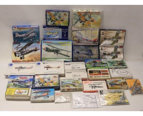 Collection of unstarted 1/72 scale WWI and inter-war bi-plane model kits and conversion sets from Eastern Express, Roden, AZ 
