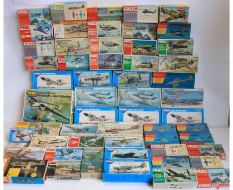 Fifty five vintage 1/72 scale model kits from Frog, Novo and Keil Kraft, some boxes with extra kits, some missing decalsPOA h