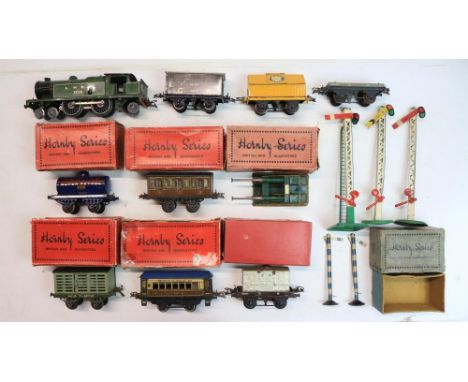 Collection of pre-war O gauge Hornby Series/Meccano railway models to include a clockwork 4-4-2 Tank Engine (incomplete mecha