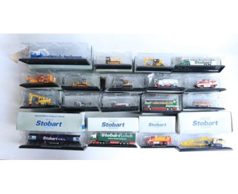 Twenty nine diecast 1/76 scale 'World Of Eddie Stobart' plant machinery, truck, fire engine and bus models from Atlas Edition
