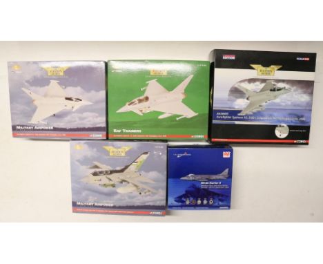 Five 1/72 scale Royal Air Force diecast fast jet models to include a Hobby Master HA2604 Harrier GR.9A Op Herrick Afghanistan