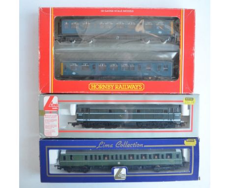 Collection of OO gauge train models to include Hornby R267 BR Blue Class 110 2 Car DMU with power and dummy cars (with opened