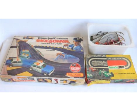 Matchbox Race & Chase slot car set (please note Police car damaged, see photos, otherwise set appears in generally good overa