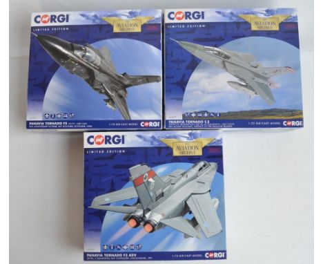 Three 1/72 scale limited edition diecast Royal Air Force Tornado F3 models from Corgi Aviation Archive to include AA39803 5 S