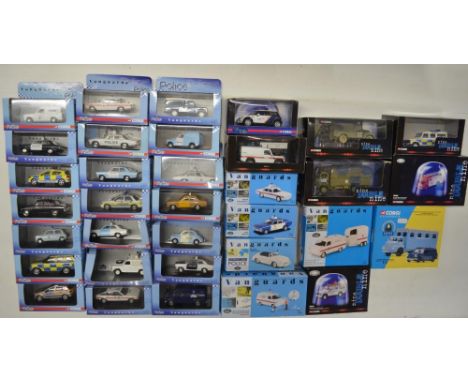 Collection of diecast emergency vehicles from Corgi, Corgi Vanguards and Lledo Vanguards, many models not attached to bases, 
