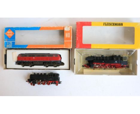 Boxed HO gauge Fleischmann 4065 Class BR 65 electric steam locomotive in at least near mint condition, box good, (no instruct