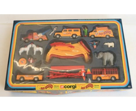 Vintage boxed Corgi Les Cirques Jean Richard set 48, box contents in excellent condition, appears complete (please refer to p