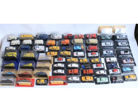 Collection of good quality generally 1/43 scale diecast blister pack model vehicles (some with included clear plastic cases) 
