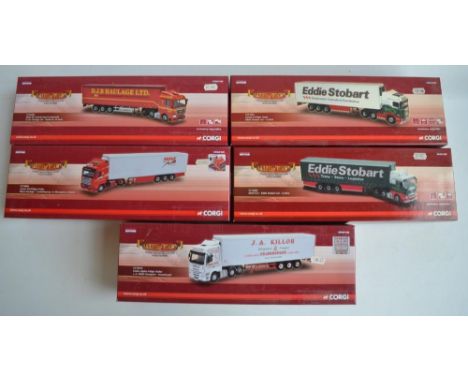 Five 1/50 scale limited edition diecast 'Haulers Of Renown' series truck models from Corgi to include CC13722 Eddie Stobart S