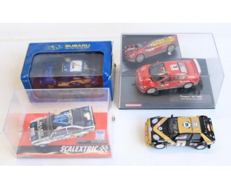 Four 1/32 scale slot car models to include boxed Scalextric Club Ford Escort MKII 'Makinen-Liddon' No.1 (case cracked), Carre