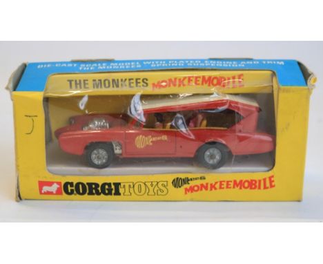 Vintage boxed Corgi Toys 277 Monkeemobile, model in good overall condition for age with play wear, 1 figure missing, outer bo