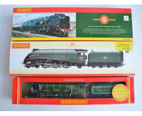 Three boxed OO gauge electric steam train models to include Hornby Super Detail R2169 'Clan Line' Merchant Navy Class (with s