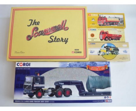 Five limited edition diecast model truck sets from Corgi to include 1/50 scale CC15501 Haulers Of Renown Volvo F12 5 Axle Kin