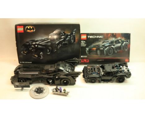 Two Lego Batman Batmobiles to include large set 76139 1989 Batmobile (model a little dusty) and Technics set 42127 The Batman