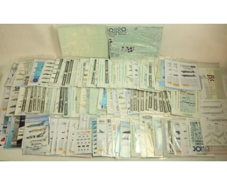 Extensive collection of mostly 1/72 scale aftermarket model aircraft decals, post war/modern era British themed, qty, well, o