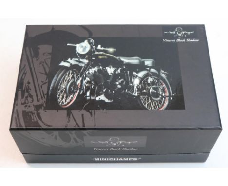 Boxed Minichamps 1/12 scale Vincent Black Shadow highly detailed diecast motorcycle model in at least  excellent overall cond