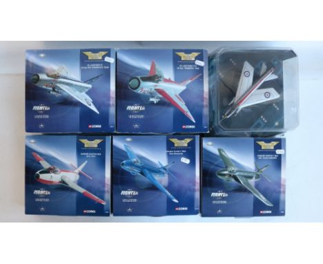Collection of 1/72 scale diecast aircraft models from Corgi Aviation Archive to include EE Lightnings and Hawker Hunters, mod