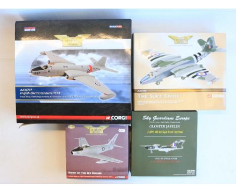 Four 1/72 scale diecast Royal Navy/Royal Air Force aircraft models to include Corgi AA34701 Suez Crisis EE Canberra B.MK.2 10