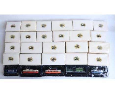 Collection of diecast 1/76 scale tram models from Atlas Editions and Corgi Original Omnibus Company, plus 3 Atlas Edition dou