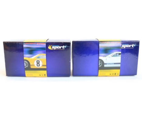 Two 1/32 scale limited edition Scalextric Ford GT40 slot car models to include C2683A yellow MK.II No.8 Le Mans 1966 (236/200