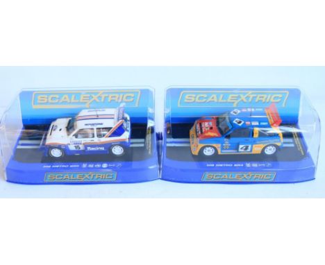 Two mint condition Scalextric MG Metro 6R4 rally car models to include C3408 No.15 Jimmy McRae and C3494 Lawrence Gibson Brit