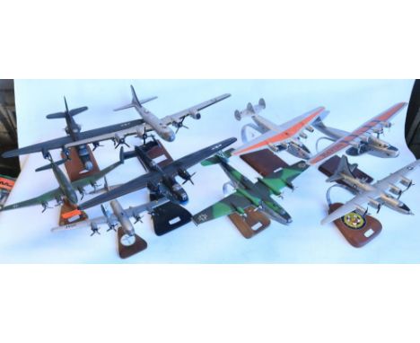 Collection of static model aircraft, all pre-war, wartime and immediate post war themed, all appear hand carved wood with sta