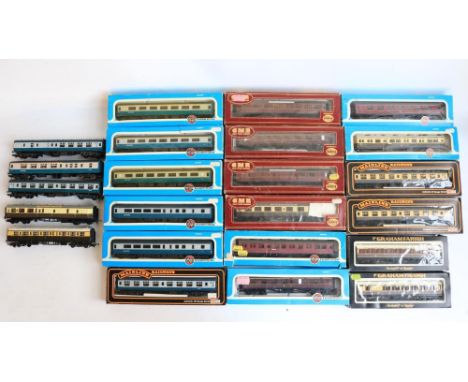 Collection of mostly boxed OO gauge model railway passenger coaches from Airfix, Mainline, Lima, Hornby and Graham Farish, mo