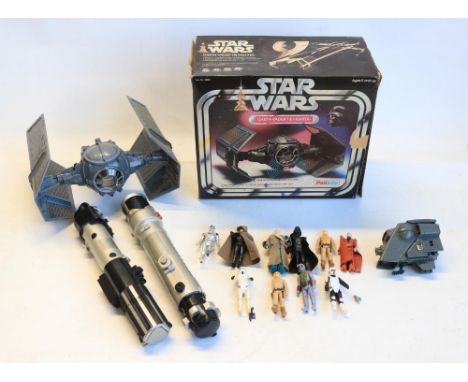 Collection of Star Wars toys including a boxed Palitoy /Kenner Darth Vaders Tie Fighter (good external condition but please n