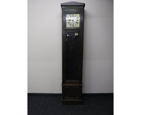 An oak cased regulator clock (no pendulum or weights) 