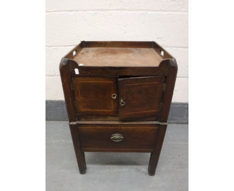A Georgian inlaid mahogany step commode 