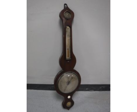 A mahogany banjo barometer signed J Fagioli of London 