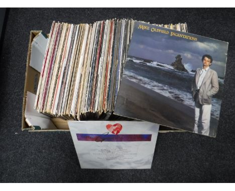 Two boxes of vinyl - easy listening, Bob Dylan, 70's rock etc 