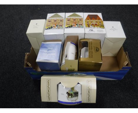 A box of Ringtons china - commemorative caddies, chintz milk jug, sugar basin, novelty teapots etc 