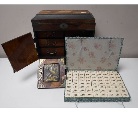 A Japanese lacquered table casket and a Mahjong set 