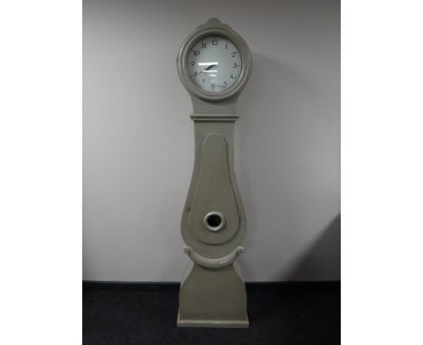 A contemporary grandfather clock, with battery operated movement 