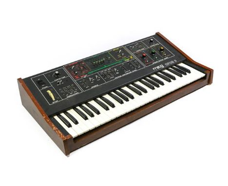 MOOG Opus 3 Model 339BX no.2708X Sythesizer, labelled 'Moog Music Inc 2500 Walden Ave, Buffalo NY 14225 Made in USA' mono &am
