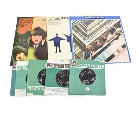 Beatles Vinyl Records LPs: Rubber Soul, For Sale, Help! and The Blue Album; Singles: Paperback Writer, Help!, Ticket To Ride,