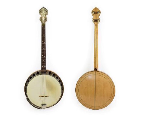 Wm L Lange Paramount Style A Four String Banjo 11'' head, 19 frets, 24 lugs, quick release wooden resonator, inside of rim st