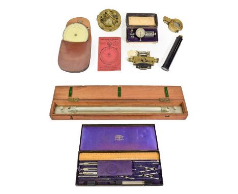 Various Instruments including TG Co Sighting Compass and AK &amp; S Clinometer Sight Mk1 both with Broadarrow marks, Fowler's